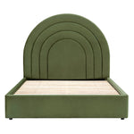 Arch Retro Velvet Bed Frame | Olive Green | King Size