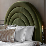 Arch Retro Velvet Bed Frame | Olive Green | King Size