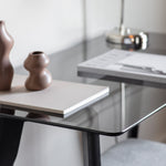 Blair Smoked Glass Desk | Black Oak