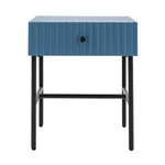 Buckhurst Scalloped Bedside Table with Drawer | Blue