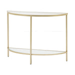 Hudson Demilune Glass Console Table | Champagne Gold