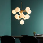 Oscar 11 Bulb Pendant Light | Brushed Gold/Gloss White