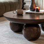 Sculpt Retro Round Coffee Table | Dark Mango Wood