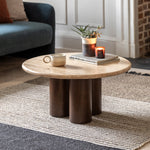 Trevi Round Stone Top Coffee Table | Dark Mango Wood
