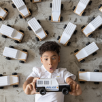 Colour Changing Night Light | Black & White Police Car with Stickers | Medium