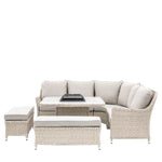 Outdoor Holton Corner Square Dining Set with Fire Pit | Stone