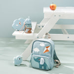 Playground Lunch & Snack Box with Straw Bottle | Blue