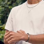 Men's Single Plaited Leather Bracelet | Khaki