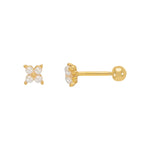 Mini Pearl Flower Stud Earrings | Gold Plated
