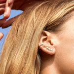 Triple Star Crawler Stud Earrings | Silver Plated
