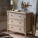 Artisan Bobbin 3 Drawer Chest | Limewashed Oak
