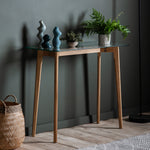 Blair Glass Console Table | Natural Oak