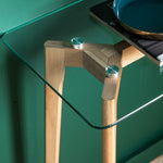 Blair Glass Console Table | Natural Oak