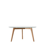 Blair Round Glass Coffee Table | Natural Oak