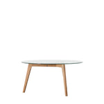 Blair Round Glass Coffee Table | Natural Oak