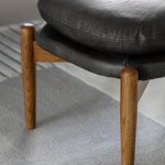 Datsun Leather Footstool | Antique Ebony