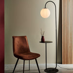 Halo Floor Lamp with Table | Satin Black