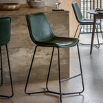 Hawking Vegan Leather Stools | Green | Set of 2