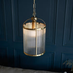 Lambeth Ribbed Pendant Light | Antique Brass | Small
