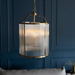 Lambeth Ribbed Pendant Light | Antique Brass | Large