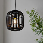 Mathias Bamboo Cage Single Pendant Light | Black