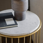 Riley Wire Side Table with Marble Top | Gold