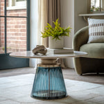 Seville Fluted Marble Top Coffee Table | Blue