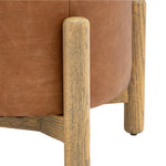 Tindon Curve Leather Footstool | Vintage Brown