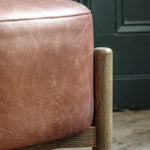 Tindon Curve Leather Footstool | Vintage Brown