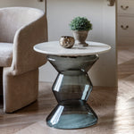 Turin Round Marble Top Side Table | Smoke Glass