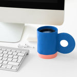 Ceramic Mug with Statement Handle | Blue
