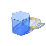 Geometric Glass Mug | Blue & Yellow