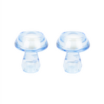 Glass Mushroom Candle Holders | Light Blue | Set of 2