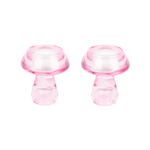 Glass Mushroom Candle Holders | Light Pink | Set of 2