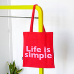 'Life Is Simple' Tote Bag | Red