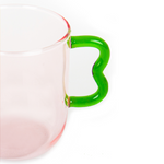 Wave Handled Glass Mug | Pink & Green