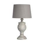 Uthina Wooden Table Lamp with Linen Shade | Grey
