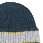 Men's Ribbed Colour Block Beanie Hat | Teal/Grey