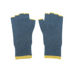 Men's Ribbed Knit Fingerless Gloves | Dusky Teal/Yellow