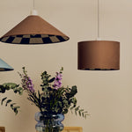 Checkered Drum Shade | Bark Brown | 40cm