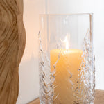 Embossed Fir Tree Hurricane | Glass | 27.5cm