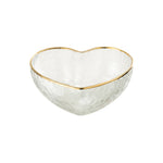 Hammered Glass Heart Snack Dish | Gold Rim | 12cm