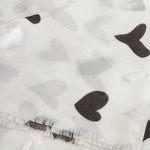Abstract Heart Print Foil Scarf | Grey/Silver