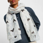 Abstract Heart Print Foil Scarf | Grey/Silver