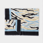 Abstract Zebra Print Scarf | Ecru & Blue