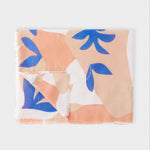 Botanical Print Foil Scarf | Coral & Cobalt Blue