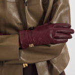 Boxed Woven Vegan Leather Gloves | Cherry