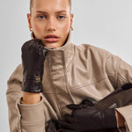 Boxed Woven Vegan Leather Gloves | Chocolate
