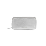 Patent Crackle Fold-Out Makeup Bag with Mirror | Silver