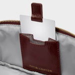 Fold-Out Patent Crackle Mirror & Makeup Bag | Cherry